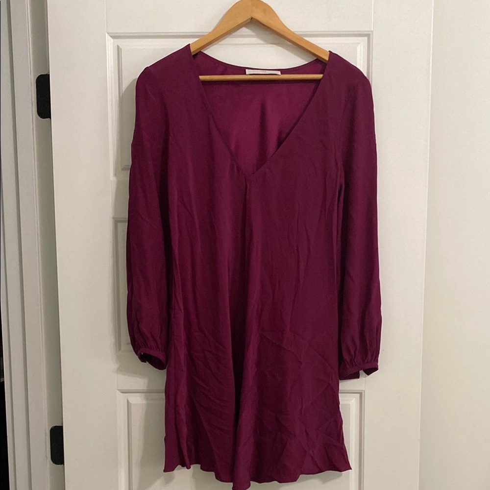 Amanda Uprichard Red and Purple Cuffed Sleeve Mini Dress